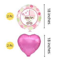 Baby Girl Pram Balloon Bouquet Pink – Pk / 5