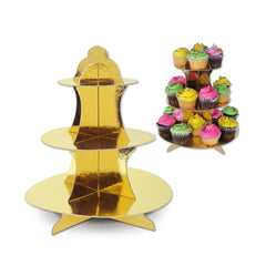 Gold Foil Scalloped Cupcake stand - 3 tier