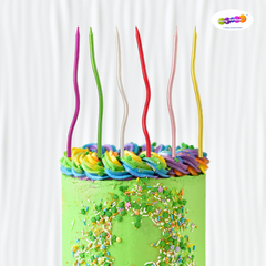 Twisty Curly Multicolour Metallic Tall Candles - 6 / Pk